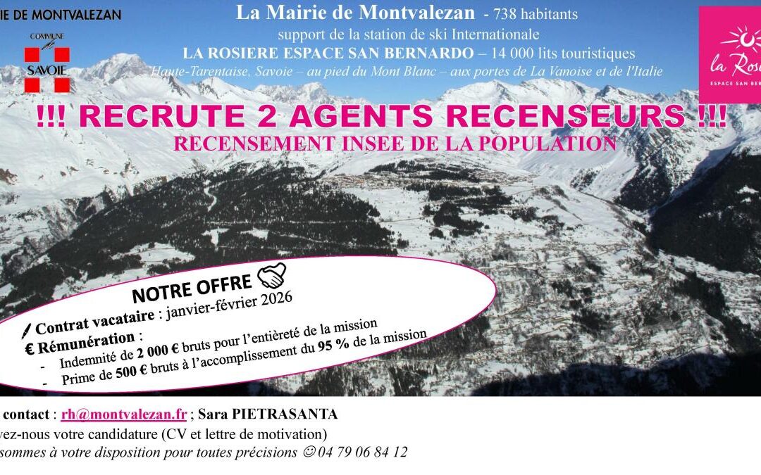 📊 Recrutement d’agents recenseurs – janvier février 2026
