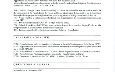 Conseil Municipal du 18 décembre 2025 – l’ORDRE DU JOUR 🖋