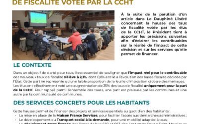 [COMMUNIQUÉ CCHT] Evolution des taux pour nos habitants 🔎