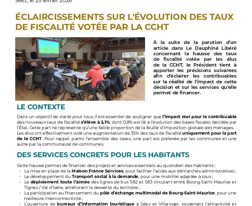 [COMMUNIQUÉ CCHT] Evolution des taux pour nos habitants 🔎